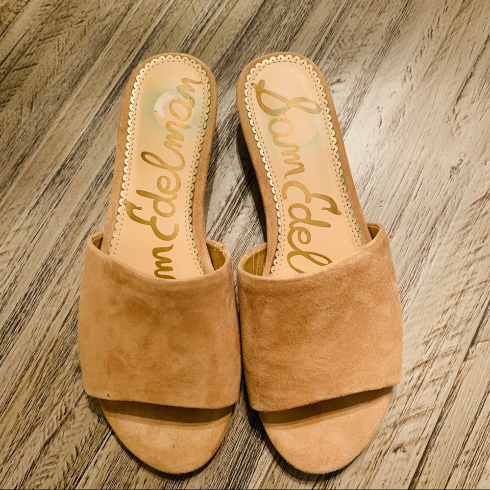 Sam Edelman Slides 8 Tan Suede Sandals Slip On
